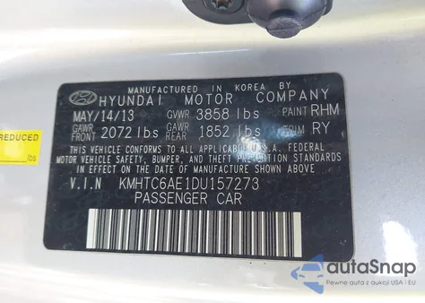 2013 Hyundai Veloster Turbo W/Black из США, поврежденный, VIN KMHTC6AE1DU157273